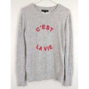 Banana Republic sz M Italian Merino Wool Blend Sweater gray C'EST LA VIE 4461